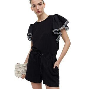 NWT -  H&M Women's Linen-Blend Shorts, Black | Size XXL